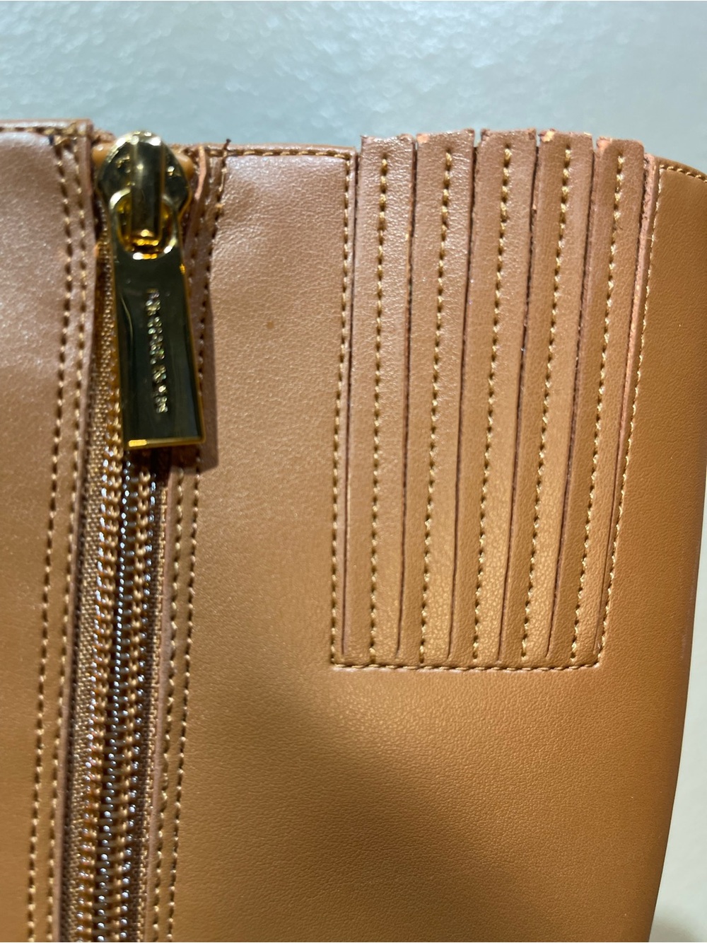 Michael Kors Camel Leather Over-the-Knee Boots with Logo-Strap - Picture 6 of 7